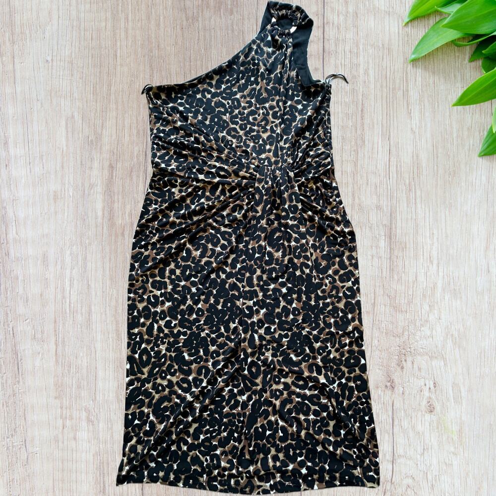 Michael Kors one‎ shoulder Leopard  print Dress